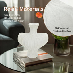 Artloge White Lantern Resin Vase Modern Dried Flower Arrangement Irregular Pampas Grass Vases - thumbnail 7