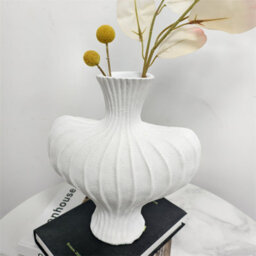 Artloge White Lantern Resin Vase Modern Dried Flower Arrangement Irregular Pampas Grass Vases - thumbnail 4