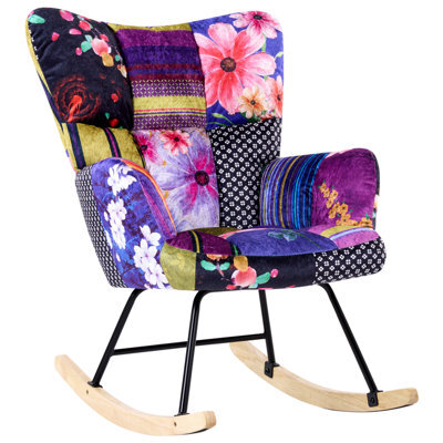 Beliani Rocking Chair Oulu Velvet Multicolour - image 1