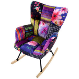 Beliani Rocking Chair Oulu Velvet Multicolour - thumbnail 6