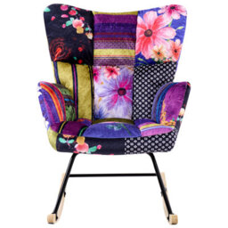 Beliani Rocking Chair Oulu Velvet Multicolour - thumbnail 4