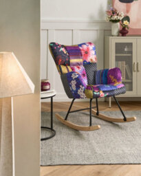 Beliani Rocking Chair Oulu Velvet Multicolour - thumbnail 2
