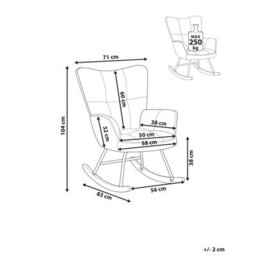 Beliani Rocking Chair Oulu Velvet Multicolour - thumbnail 3