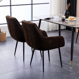 Padded Dining Chair Set Of 2, Chenille Fabric Vanity Armchair With Metal Frame For Living Room, Bedroom - Max Load 150 Kgs - thumbnail 5