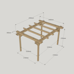 Rutland County Garden Furniture Double Garden Pergola - Wood - L240 X W240 X H270 Cm - Rustic Brown - thumbnail 5