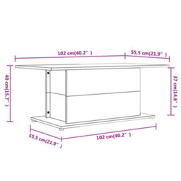 Vidaxl Coffee Table Smoked Oak 102X55.5X40 Cm Engineered Wood - thumbnail 7