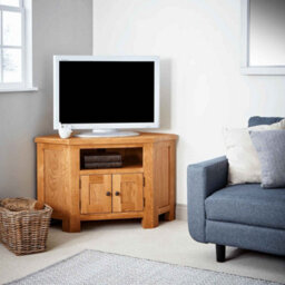Zelah Oak 105Cm Corner Tv Unit - Fully Assembled By Roseland Furniture - thumbnail 2