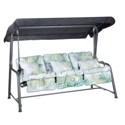 Alfresia Turin Reclining Swing Seat, Charcoal Frame, Classic Bamboo Leaf Cushions - image 1