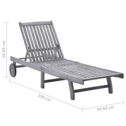 Walplus Sun Lounger  For Beach, Backyard, Garden, Campsite Solid Acacia Wood - thumbnail 8
