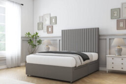 "Sloomy Manhattan Pewter Dumfries Divan Bed Base 2 Drawers Same Side With 26"" Strutted Headboard 5' King" - thumbnail 3