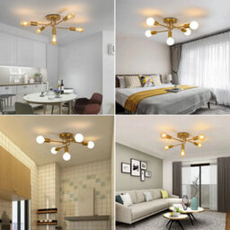 Golden Branch 5 Light Chandelier , Retro E27 Metal Ceiling Light For Home And Bar - thumbnail 4