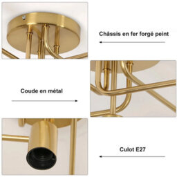 Golden Branch 5 Light Chandelier , Retro E27 Metal Ceiling Light For Home And Bar - thumbnail 3