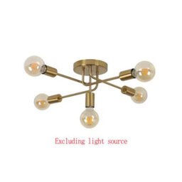 Golden Branch 5 Light Chandelier , Retro E27 Metal Ceiling Light For Home And Bar - thumbnail 1
