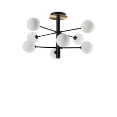 Ideal Lux Luminosa Cosmopolitan 8 Light Globe Ceiling Light Matte Black, Satin Brass