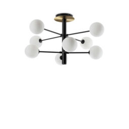 Ideal Lux Luminosa Cosmopolitan 8 Light Globe Ceiling Light Matte Black, Satin Brass
