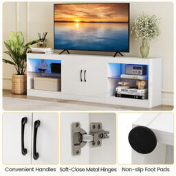 "Gainoom Modular Tv Stand For 85"" Tvs White 3-In-1 Entertainment Center 3-Piece Modern Media Console Cabinets" - thumbnail 6