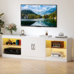"Gainoom Modular Tv Stand For 85"" Tvs White 3-In-1 Entertainment Center 3-Piece Modern Media Console Cabinets" - thumbnail 5