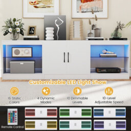 "Gainoom Modular Tv Stand For 85"" Tvs White 3-In-1 Entertainment Center 3-Piece Modern Media Console Cabinets" - thumbnail 9