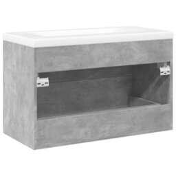 Berkfield Durable 2 Piece Bathroom Furniture Set Concrete Grey Engineered Wood - thumbnail 6