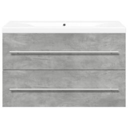 Berkfield Durable 2 Piece Bathroom Furniture Set Concrete Grey Engineered Wood - thumbnail 4