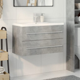 Berkfield Durable 2 Piece Bathroom Furniture Set Concrete Grey Engineered Wood - thumbnail 3