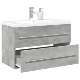 Berkfield Durable 2 Piece Bathroom Furniture Set Concrete Grey Engineered Wood - thumbnail 2