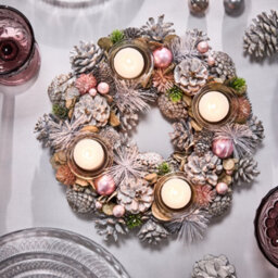 Dibor Pink Round Table Centrepiece Christmas Decoration Candle Holder Tealight Holder 30Cm - thumbnail 2