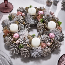 Dibor Pink Round Table Centrepiece Christmas Decoration Candle Holder Tealight Holder 30Cm - thumbnail 1