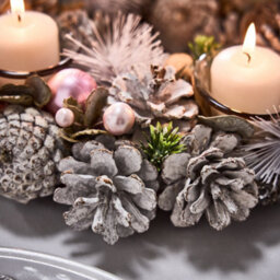 Dibor Pink Round Table Centrepiece Christmas Decoration Candle Holder Tealight Holder 30Cm - thumbnail 5