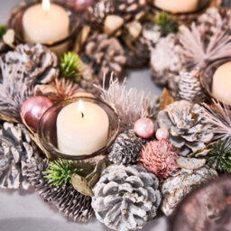 Dibor Pink Round Table Centrepiece Christmas Decoration Candle Holder Tealight Holder 30Cm - thumbnail 4