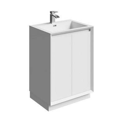 Plum&clay Luna Gloss White Floor Standing Vanity Unit & Basin Set (W)600mm (H)855mm - image 1