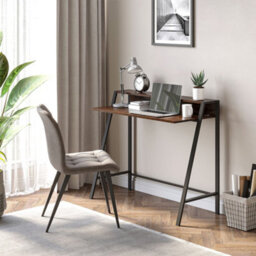 Wyld Haus Lune 100Cm Rustic Brown Compact Writing Desk With Integrated Storage Shelves - thumbnail 3