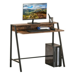 Wyld Haus Lune 100Cm Rustic Brown Compact Writing Desk With Integrated Storage Shelves - thumbnail 2