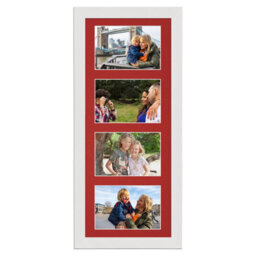 AK Frames 50X20Cm White Modern Multi Photo Frame With Crimson Mount - Holds 4 Apertures (4X) 6X4 Photos