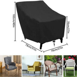Uv-Resistant Garden Chair Cover, Outdoor Cover In 210D Oxford Fabric, 114 X 85 65 Cm, Black (2 Items) - thumbnail 2