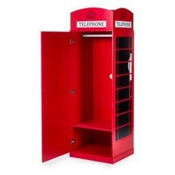 Julian Bowen Telephone Box 1 Door Freestanding Wardrobe With Internal Shelf Storage, Red, Height: 190 X Width: 65 X Depth: 56.5Cm - thumbnail 5