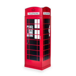 Julian Bowen Telephone Box 1 Door Freestanding Wardrobe With Internal Shelf Storage, Red, Height: 190 X Width: 65 X Depth: 56.5Cm - thumbnail 3