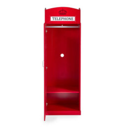 Julian Bowen Telephone Box 1 Door Freestanding Wardrobe With Internal Shelf Storage, Red, Height: 190 X Width: 65 X Depth: 56.5Cm - thumbnail 6