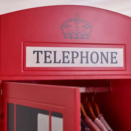 Julian Bowen Telephone Box 1 Door Freestanding Wardrobe With Internal Shelf Storage, Red, Height: 190 X Width: 65 X Depth: 56.5Cm - thumbnail 9