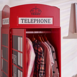 Julian Bowen Telephone Box 1 Door Freestanding Wardrobe With Internal Shelf Storage, Red, Height: 190 X Width: 65 X Depth: 56.5Cm - thumbnail 8