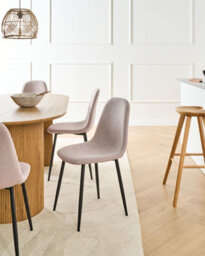 Beliani Set Of 4 Dining Chairs Crandall Fabric Beige - thumbnail 2