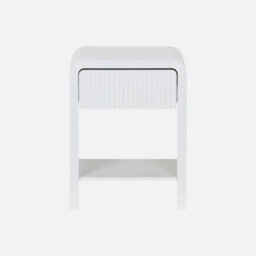Sweeek - 1-Drawer Bedside Table With Grooved Wooden Effect White 40X30X53 Cm - Julia - thumbnail 2