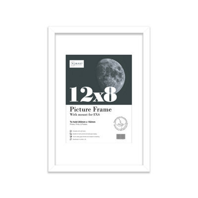"12X8"" White Frame With Mount For 8X6"" Pictures 20mm Thin Edge Portrait And Landscape Display With Wall Hooks And Kickstand" - image 1