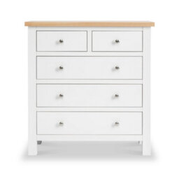 Farro White 2 Over 3 Chest Of Drawers Fully Assembled - Painted With Oak Top By Roseland Furniture - thumbnail 4