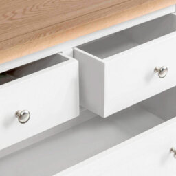 Farro White 2 Over 3 Chest Of Drawers Fully Assembled - Painted With Oak Top By Roseland Furniture - thumbnail 5