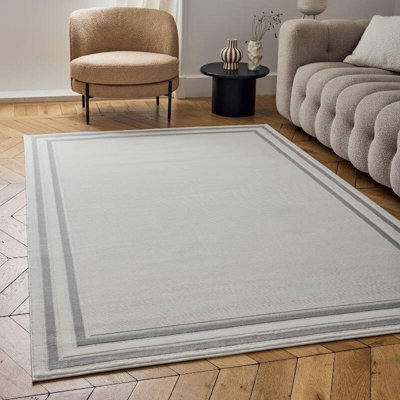The Rugs Carmel Cream/grey Bordered Area Rug And Runner Non Shedding, Stain Resistant, Soft - image 1