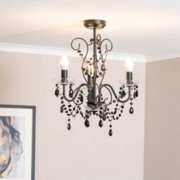 Valuelights Viscount Black 3 Way Ceiling Light Chandelier Fitting With Clear Acrylic Jewel Droplets