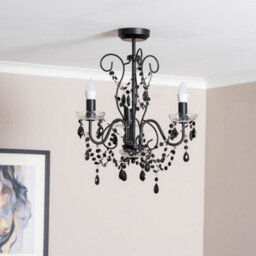 Valuelights Viscount Black 3 Way Ceiling Light Chandelier Fitting With Clear Acrylic Jewel Droplets - thumbnail 3