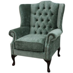 Chesterfield High Back Wing Chair Pastiche Jade Green Velvet Bespoke In Mallory Style - thumbnail 2