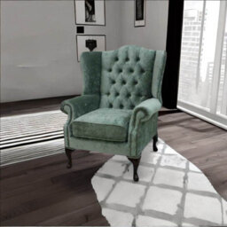 Chesterfield High Back Wing Chair Pastiche Jade Green Velvet Bespoke In Mallory Style - thumbnail 4